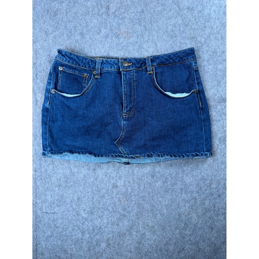 Fashion Nova Denim Mini Skirt Womens XL Blue Cotton Stretch Y2K Festival Casual